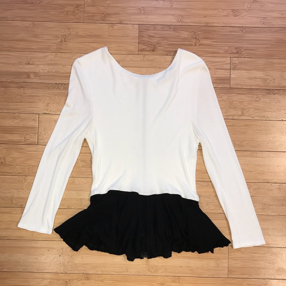 Alice + Olivia Black & White Peplum Top